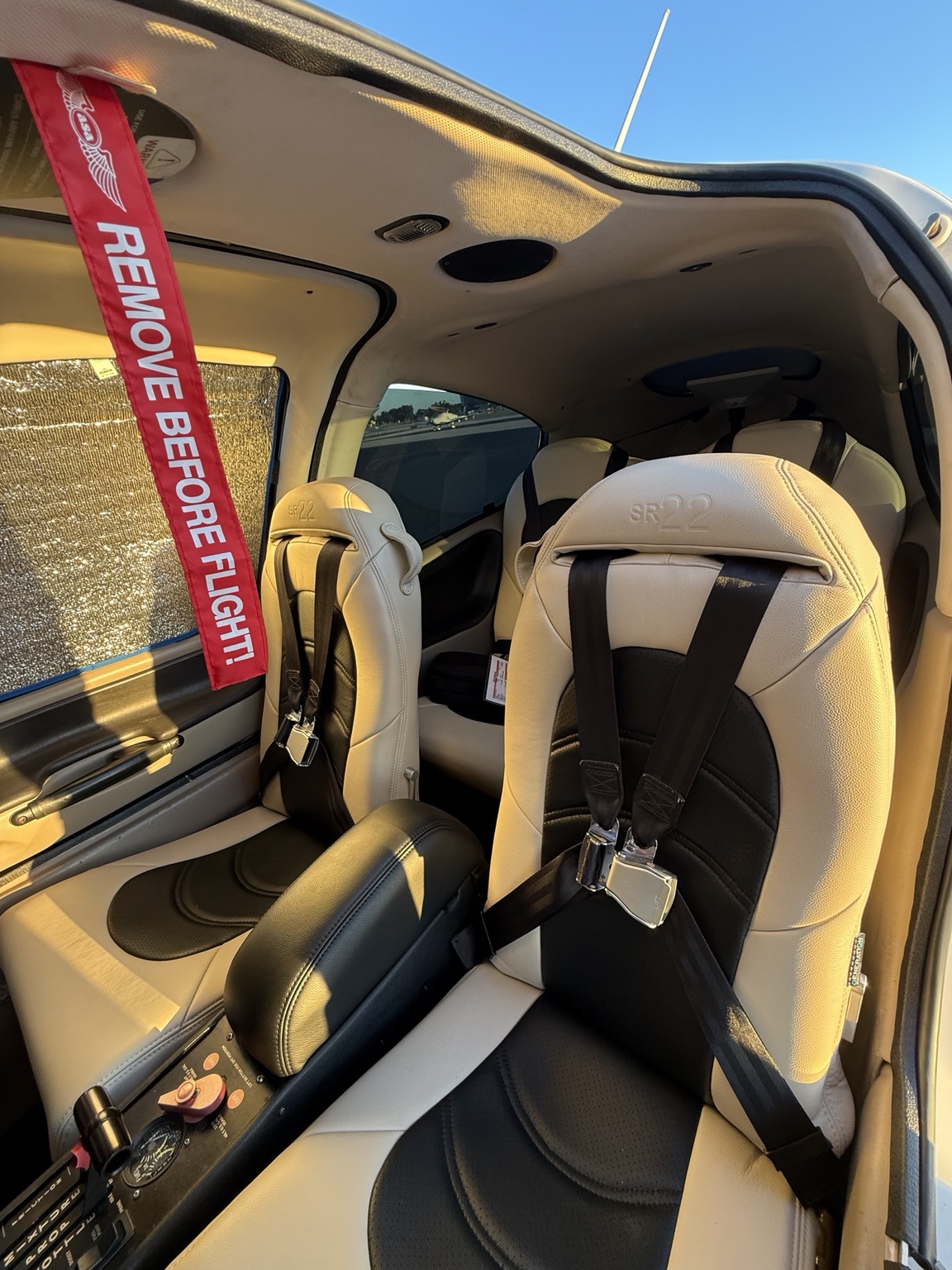 Clean Cirrus SR22 cabin after Suncoast Aircraft Care service